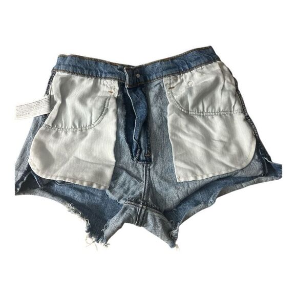 Abercrombie & Fitch The Mom Shorts High Rise Blue Denim Size 27/4 Cotton Slit - Picture 7 of 12